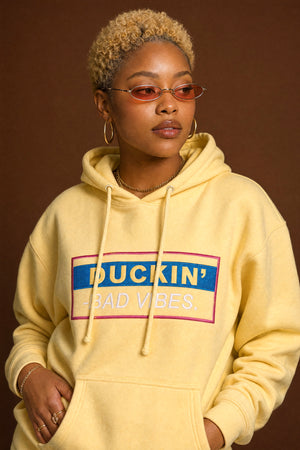 DUCKIN BAD VIBES PREMIUM EMBROIDERED HOODIE (YELLOW)