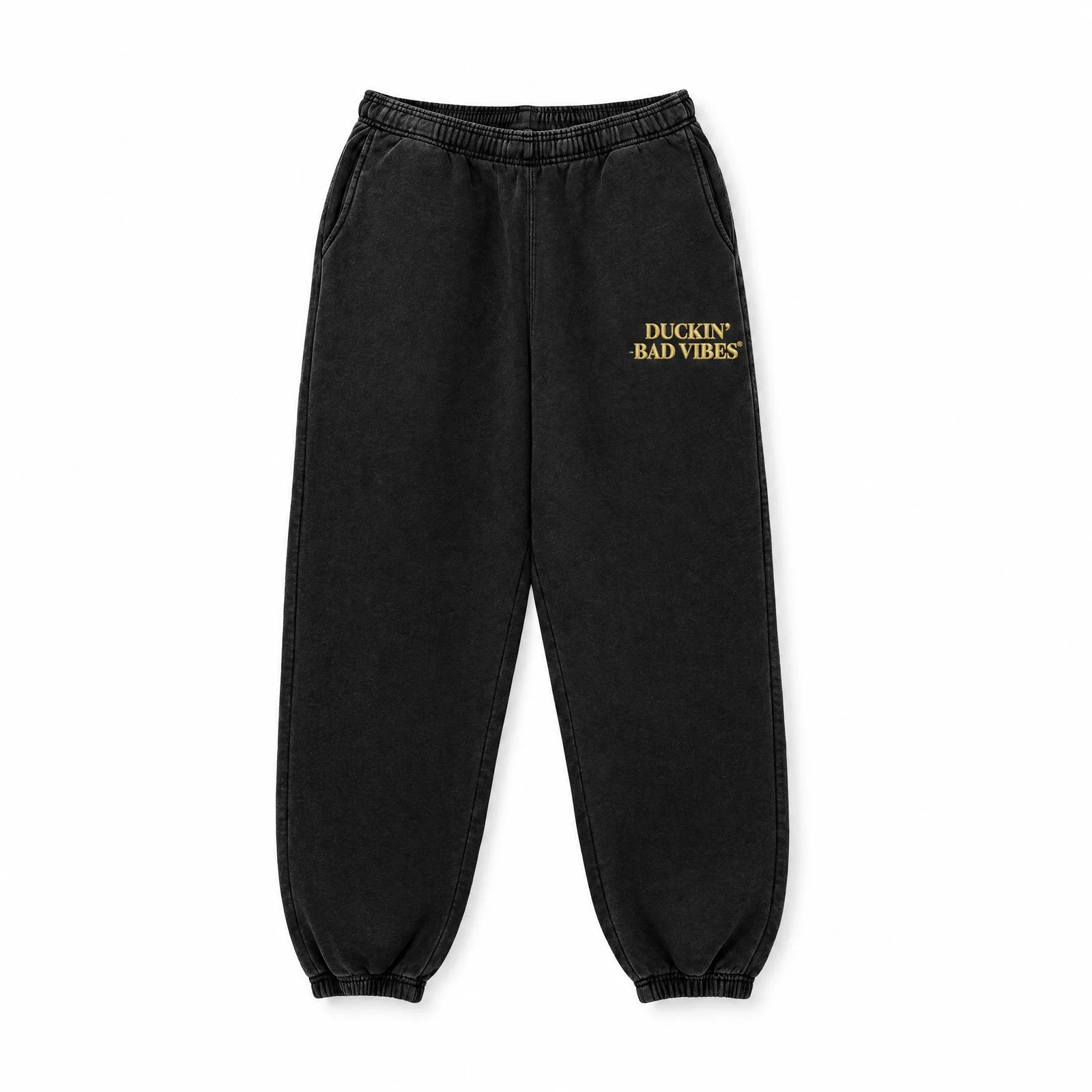 DUCKIN BAD VIBED EMBROIDERED SWEATPANTS (BLACK)