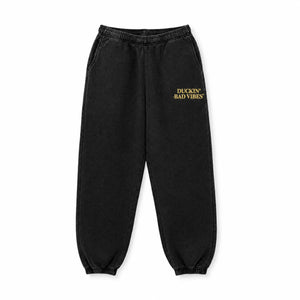 DUCKIN BAD VIBED EMBROIDERED SWEATPANTS (BLACK)